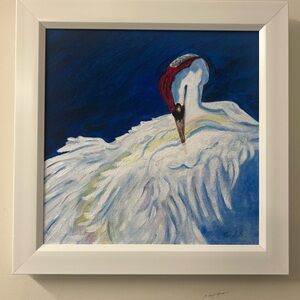 Majestic Blue and White Swan Painting